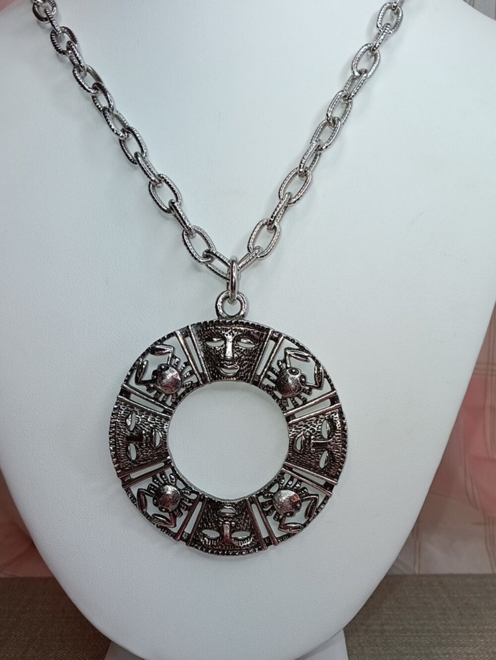 Sarah Coventry Talisman of Love Pendant Necklace 26" Long Vintage 1970s